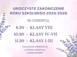 Zakończenie Roku Szkolnego 2025/26